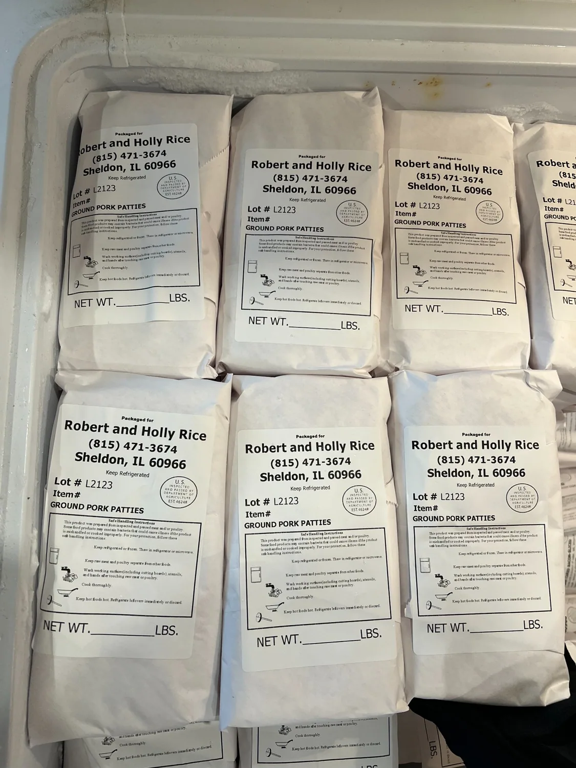 Packaged porkburgers